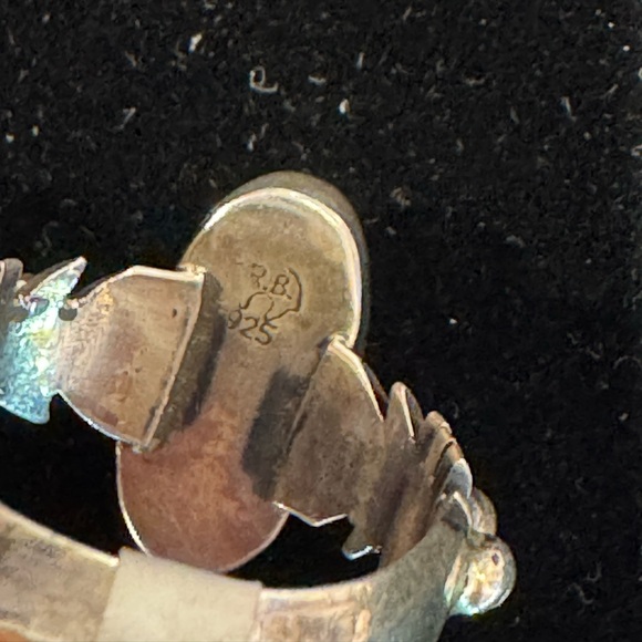 Turquoise Sterling Silver Ring Southwestern Style Size 6 - Picture 7 of 8